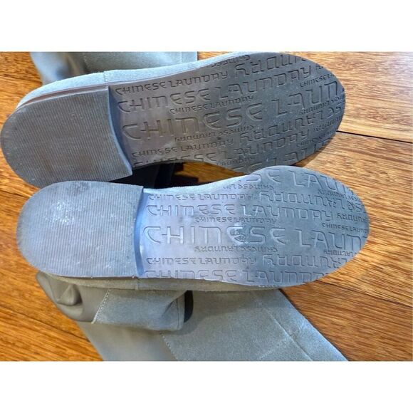 CHINESE LAUNDRY Robin Suede/Nylon Two-Tone Grey Over The Knee Boots Sz 6 - Picture 9 of 9